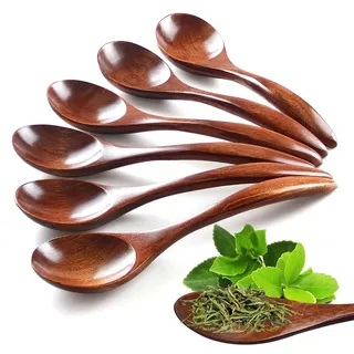 Zeaying 6 Stück Handgefertigte Kleine Holzlöffel, Natur Löffel Holz | Holzlöffel Zum Rühren Und Kochen, Küchengerät Kaffee-Tee-Honig Natur Löffel Holz Küchenzubehör