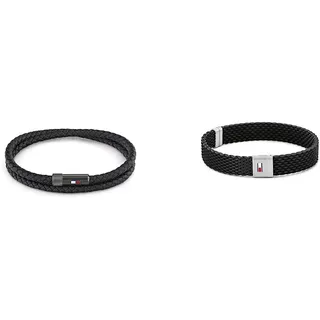 Tommy Hilfiger Jewelry Armband für Herren aus Silikon - 2790240S & Jewelry Armband für Herren aus Leder Schwarz - 2790262S