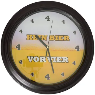 outoftheblue Kein Bier vor Vier Wanduhr mit Biersound - Wohnzimmeruhr, Küchenuhr (Orange, Weiß, ca. 31 cm)