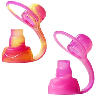 ChooMee SoftSip Saugaufsatz für Quetschbeutel | Auslaufsicheres Ventil | Schützt Zahnfleisch | Baby-Led Weaning | BPA-freies Silikon | Wiederverwendbarer Beutelaufsatz | 2 Stück Gelb Pink Swirl