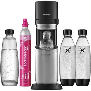 Sodastream Wassersprudler-Set Titan + 2 Glaskaraffen + 2 PET-Flaschen + Zylinder