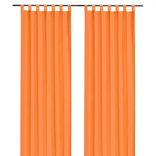 heimtexland ® Dekoschal mit Schlaufen und Kräuselband Uni orange HxB 245x140 Blickdicht Aber Lichtdurchlässig - Vorhang natürlich matt einfarbig - Schlaufenschal Bandschal ÖKOTEX Gardine Typ117