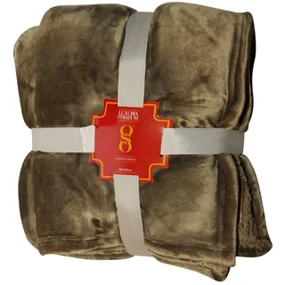 miasuite i sogni italiani Winterdecke aus antiallergenem Fleece, 130 x 160 cm, Samt-Effekt, Elegantes Design, weich, maschinenwaschbar, Oliv