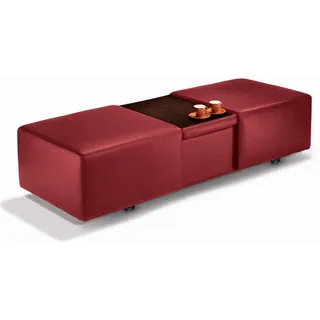 Hocker W.SCHILLIG "taboo", rot (ruby rot z59), B:130cm H:41cm T:64cm, Flachgewebe S22 (100% Polyester);Stoff S37 (100% Polyester): Luxus-Microfaser in Lederoptik;Longlife Xtra-Leder Z59: Glattleder mit modischer Prägung. Hautstärke 0, 9 - 1, 1 mm;Longlife Xtra-Leder Z69: Das feinnarbige, gedeckte Softleder Z69 besticht durch seine außergewöhnliche Weichheit im trendigen »Vintage-Look«, Hautstärke 0, 9 - 1, 1 mm, Hocker, Hocker, ausziehbar, inklusive Zwischenablage