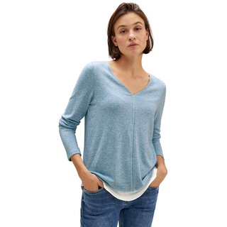 STREET ONE Damen A320578 2in1 Langarmshirt, Light Aquamarine Blue Mel, 42