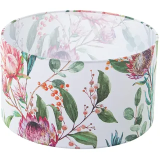 DRW Zylindrischer Lampenschirm aus Polyester, bedruckt mit Blättern und Blumen, 35 x 20 cm