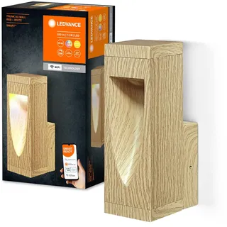 LEDVANCE SMART+ Outdoor WiFi-Wandleuchte 7,5W, 600lm, Holz, mit warmweißem Licht (3000K) und 16 Mio. Farben, hochwertiges Aluminiumgehäuse, steuerbar per App, kompatibel mit Amazon, Google und Co.