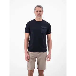 T-Shirt LERROS "T-Shirt mit O-Neck und Brusttasche", Herren, Gr. XXL, classic navy, 100% Baumwolle, Rundhals, Shirts T-Shirt