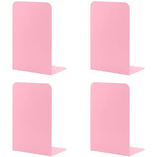 MSDADA Buchstützen aus Metall L, 102x203x135mm, 2 Paar CD Buchständer Kinder, Bücherregal für Schule Zuhause Büro Bibliothek Decorative(Rosa)