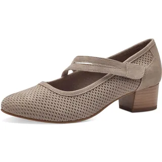 Jana Damen Pumps mit Riemen Kleiner Absatz Vegan, Braun (Stone), 40 EU