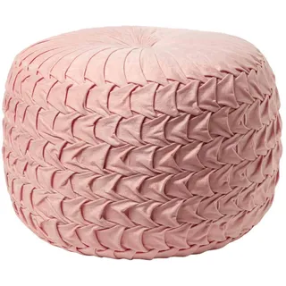 Homescapes Samt-Pouf Grace rosa, plissiert in Flechtoptik, 50/50/35 cm , Altrosa , Textil , Uni , Rund , 50x35x50 cm , Oeko-Tex® Standard 100 , Wohnzimmer, Sessel, Hocker & Hockerbänke, Poufs