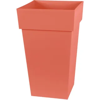 EDA - Blumentopf, quadratisch, hoch, Toskana, Volumen 62 l, 39 x 39 x 65 cm, Orange