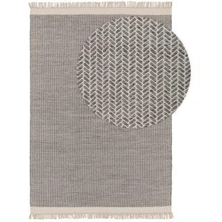 Kunstloft Wollteppich Kim Grau 160x230 cm , Textil , Grafikmuster , Rechteckig , 160x1 cm , Gots , pflegeleicht , Teppiche und Böden, Teppiche, Schafwollteppiche