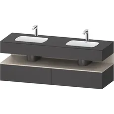 Duravit Qatego Einbauwaschtisch mit Konsolenwaschtischunterbau, 1600x550x600mm, Nische Taupe Matt, Doppelwaschtisch, QA4797091, Farbe: Graphit Matt/mit Nischenbeleuchtung