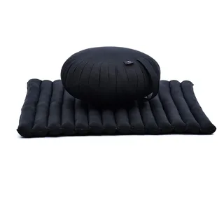 Leewadee Meditationsset - Meditationsset aus Kapok, Kissen und Meditationsmatte Zafu und Zabuton, Schwarz