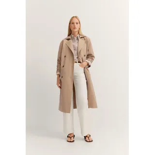 Trenchcoat BUGATTI, Damen, Gr. 38, 50, beige, 65% Baumwolle, 35% Polyester, unifarben, regular fit, normaler Saum, Mäntel Trenchcoat, wasserabweisend