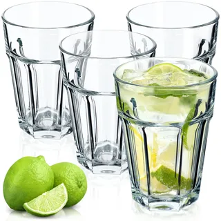 KADAX Getränkegläser 4er Set, 365ml, Spülmaschinenfeste longdrinkgläser aus Neutrum-Calcium-Glas, stapelbare Cocktailgläser, Wassergläser, Kaffeegläser, Teegläser