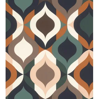 Rasch Textil Rasch Salsa Vliestapete Retro (Grün-Braun, Grafisch, 10,05 x 0,53 m)