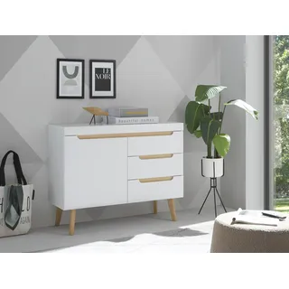 INOSIGN Sideboard »Torge, Anrichte, Kommode, Schubladenschrank« 1 Stk. tlg. abgeschrägte Füße, drei Farben, Scandi Design, 107 cm breit, weiß