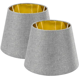Navaris 2x Lampenschirm Tischlampe E27 rund - 16,2x15,3x22cm - Lampenschirme für Tischlampen Set - E 27 Leuchtenschirm - Grau Gold