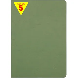 Clairefontaine 733003Cpack - Packung 5 Heft - Notizbuch mit Drahtheftung, Age Bag, DIN A4 21x29,7 cm, 48 Blatt, blanko, 90g, Grün, 1 Pack
