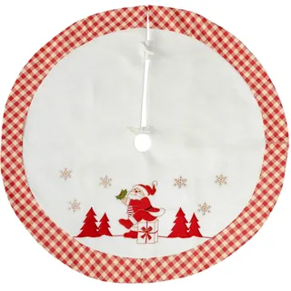WeRChristmas Karo Santa Design Weihnachtsbaum Rock Dekoration, Stoff, rot/weiß, 107 cm