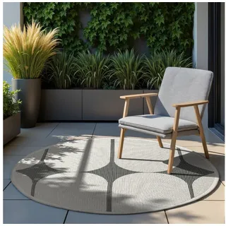 HANSE HOME Outdoorteppich »Bowen Wendeteppich« rund 5 mm Höhe In und Outdoor, Flachgewebe, wetterfest, pflegeleicht, robust schwarz