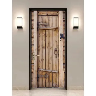 FLFK 3D Holz Türtapete Selbstklebend TürPoster Abziehen und Aufkleben 77x200cm-Vinyl Wandbilder Entfernbar Mauer Aufkleber Zuhause Dekor (2 Stk/Set)