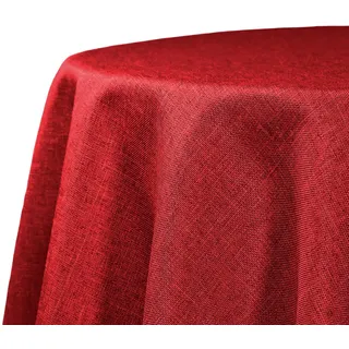 Decomira Tischdecke wasserabweisend Leinen-Optik - Fleckschutz, abwaschbar - Garten-Tischdecke Outdoor, Tischtuch Esstisch - Rot - 200 cm Rund