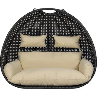 HOME DELUXE Polyrattan Hängesessel Kissen TWIN - Creme 105 x 41 x 45 cm inklusive Sitz-, und Rückenkissen, UV-beständig | Hängestul, Hängesitz - Weiß, Hellbraun