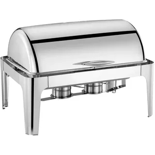 Chafing Dish - Buffetwärmer mit Rolltop-Deckel - 9 Qt (ca. 8,5 l) - Rechteckig - Deckel mit Sichtfenster - Edelstahl