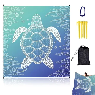 AUEJACKY Strandmatte Sandfrei Strandmatte Wasserdicht Picknickdecke XXL 200 x 210 cm 4 Heringe Wasserdicht Sandfest Stranddecke für Strand Wandern Reisen (Green-A) (Dunkelgrün)