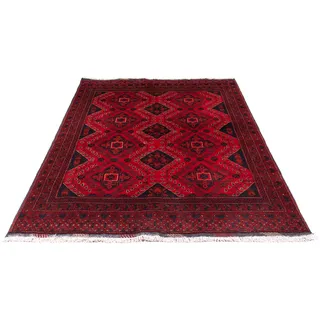 morgenland Orientteppich »Afghan - Kunduz - 199 x 126 cm - dunkelrot«, rechteckig, 7 mm Höhe, Wohnzimmer, Handgeknüpft, Einzelstück mit Zertifikat morgenland Dunkelrot B: 126 cm   1 St.