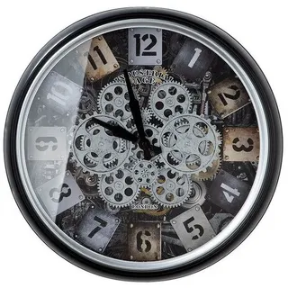 Gilde Wanduhr Steam schwarz, silber, champagnefarben H. 51 cm,50360 - Schwarz