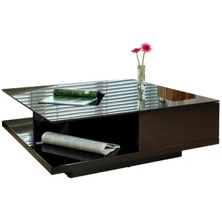 SalesFever Couchtisch mit Glasplatte | Hochglanz lackiert - Schwarz