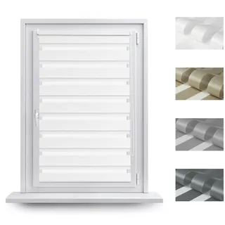 RENA Rollos Für Fenster Ohne Bohren - Tag und Nacht - Doppelrollo Klemmfix - Fensterrollo Innen Rollo Set - 101 x 140 cm - Weiß