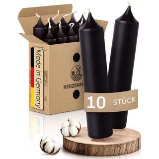 Kerzenfeld® Kurze Stabkerzen Schwarz, 2-fach getaucht, 10cm x 2,2cm | Made in Germany, Bunte Kleine Kerzen - Ohne Tropfen & Rußen - RAL-Zertifizierte Tafelkerzen, Tischdeko für Zuhause oder Event