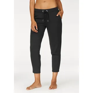Relaxhose LASCANA, Damen, Gr. 36/38, N-Gr, schwarz, Interlock, Obermaterial: 100% Baumwolle, unifarben, Basic, bequem 7/8-Länge, Hosen Relaxhose, mit 7/8-Beinlänge, Loungeanzug, Topseller