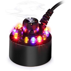 PAIDUOJI que LED-Lichter mit Farbwechsel, 12 LED-Leuchten, Teichbrunnen, Fogger, Luftbefeuchter, Zerstäuber mit AC-Adapter (schwarz)