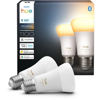 Philips Hue Smart LED A60 8,1W E27 Vollspektrumlicht 1000K 2 St.