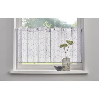 Scheibengardine OTTO HOME "JULIA" Gr. 5, grau (grau, weiß), B:120cm H:60cm, Voile, Polyester, Gardinen, Scheibengardine, mit Stickerei