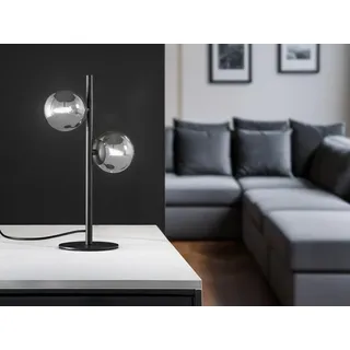 LED Tischlampe Schwarz Lampenschirm Rauchglas Kugel - stylishe Nachttischleuchte - Schwarz