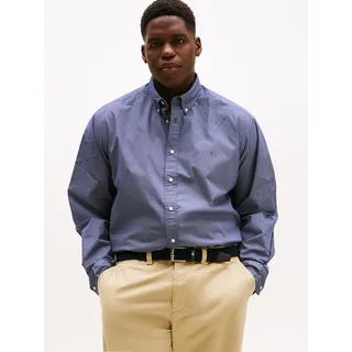 Langarmhemd "BT-FLEX POPLIN MICRO", Herren, Gr. 3XL, N-Gr, preppy navy, allover, Web, Obermaterial: 100% Baumwolle, TOMMY HILFIGER BIG & TALL, gemustert, regular fit normal, 1-Knopf-Manschette, Hemden Langarmhemd, Große Größen, Button-down-Kragen, Businesshemd, Regular Fit