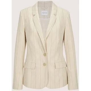 Jackenblazer MADELEINE "Blazer Longblazer mit Nadelstreifen", Damen, Gr. 34, weiß (perlweiß, beige, melange), Obermaterial: 73% Polyester PES. 24% Viskose CV. 3% Elasthan EL., Modern, normal, Blazer Jackenblazer, Pattentaschen