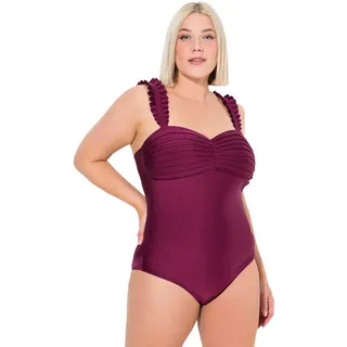 Ulla Popken Damen große Größen Übergrößen Plus Size Badeanzug, Falten, Softcups, Träger verstellbar Purpur 56 835889541-56