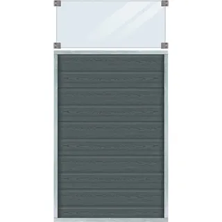 Plus Holz Sichtschutzzaun Artura WPC Schiefergrau mit Glas 90 cm x 175 cm