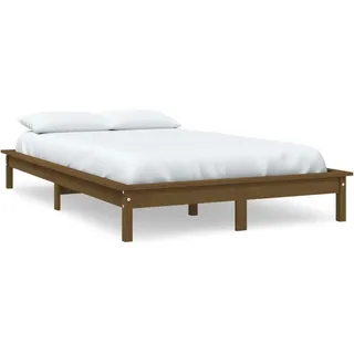 vidaXL Massivholzbett Honigbraun 200x200 cm Kiefer - Braun