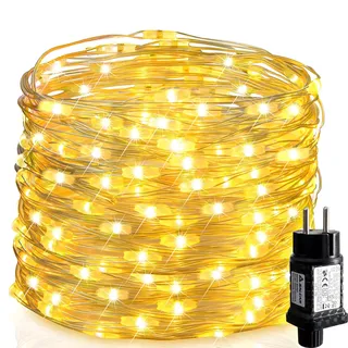 salcar 100M LED Lichterkette Kupferdraht, 1000 LEDs Lichterkette Draht mit 8 Modi, Wasserdicht Weihnachts Beleuchtung Außen Innen für Zimmer, Bäume, Garten, Party, Hochzeit Deko, Warmweiß