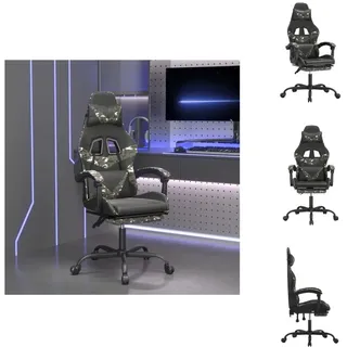 vidaXL Gamingstuhl mit Fußstütze Drehbar Schwarz Tarnfarben Kunstleder - Gaming-Sessel - Grün