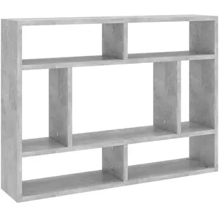 vidaXL Wandregal mit 7 Offenen Fächern 75/16/55 cm aus Holzwerkstoff Betongrau , Hellgrau , Strukturbuche , Rechteckig , 75x55x16 cm , Wohnzimmer, Regale, Wandregale